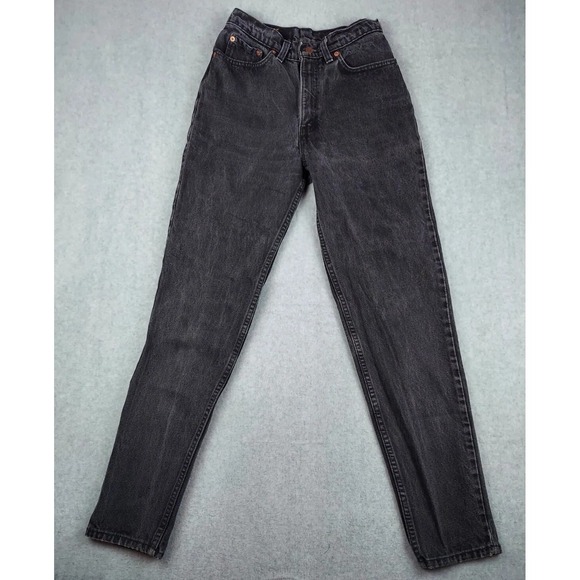 VTG 90s Levis 512 Slim Taperred Womens 9 Med High Rise Charcoal Black‎ Jeans USA - Picture 1 of 7